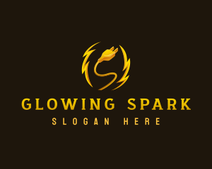 Electric Lightning plug logo design