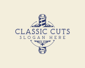 Barbershop Pole Grooming logo design