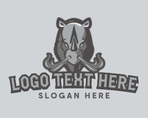 Twitch - Gray Angry Rhino Animal Gaming logo design