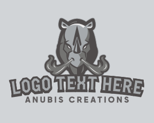 Gray Angry Rhino Animal Gaming logo design