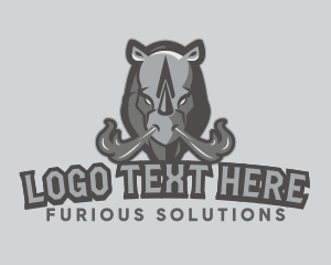 Angry - Gray Angry Rhino Animal Gaming logo design