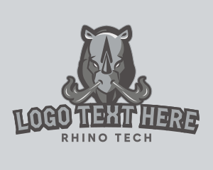 Rhino - Gray Angry Rhino Animal Gaming logo design