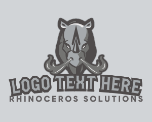 Gray Angry Rhino Animal Gaming logo design