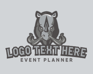 Player - Gray Angry Rhino Animal Gaming logo design