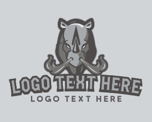 Gaming - Gray Angry Rhino Animal Gaming logo design