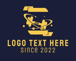 Space - Outer Space Fitness Dumbbell logo design