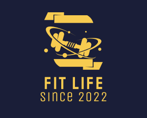 Outer Space Fitness Dumbbell  logo design