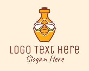 Bottle - Organic Honey Bee Bottle logo design