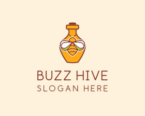 Organic Honey Bee Bottle  logo design