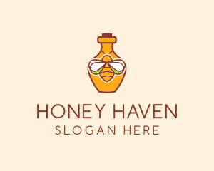 Organic Honey Bee Bottle  logo design