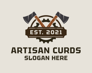 Industrial Wood Axe Badge  logo design