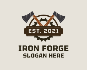 Industrial Wood Axe Badge  logo design