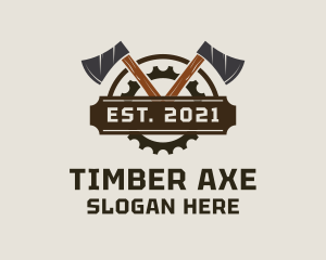 Industrial Wood Axe Badge  logo design