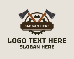 Industrial Wood Axe Badge  Logo