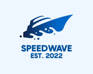 Motorboat - Ocean Wave Speedboat logo design