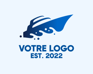 Blue - Ocean Wave Speedboat logo design
