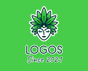 Female - Organic Leaf Headdress logo design