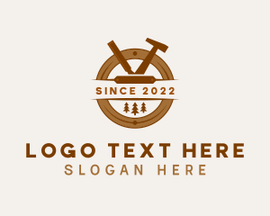 Pine Tree - Chisel Hammer Tools logo design