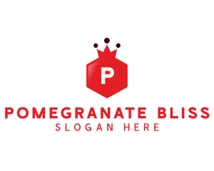 Hexagonal Crown Pomegranate logo design