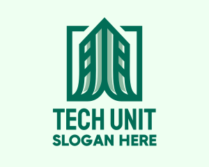 Unit - Green Skyscraper Badge logo design