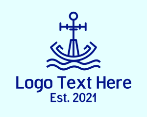Sea Adventure - Minimalist Anchor Wave logo design