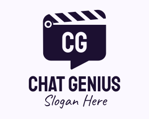 Movie Clapboard Chat Lettermark logo design