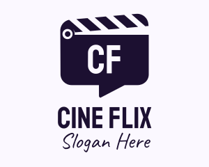 Movie - Movie Clapboard Chat Lettermark logo design