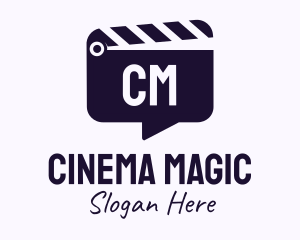 Movie - Movie Clapboard Chat Lettermark logo design