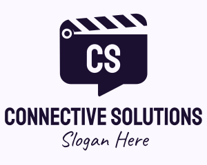 Communicate - Movie Clapboard Chat Lettermark logo design