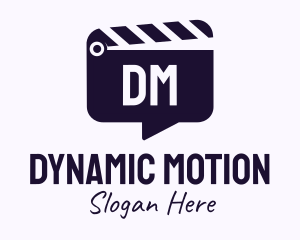 Action - Movie Clapboard Chat Lettermark logo design