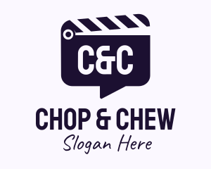 Speak - Movie Clapboard Chat Lettermark logo design