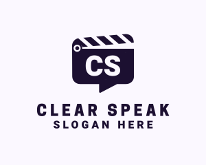 Movie Clapboard Chat Lettermark logo design