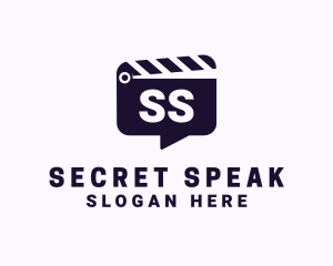 Movie Clapboard Chat Lettermark logo design