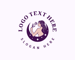 Erotic - Flower Crescent Moon logo design