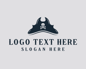 Skeleton - Skull Pirate Hat logo design