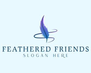 Quill Pen Feather logo design