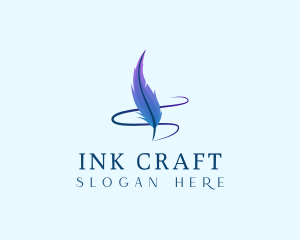 Quill Pen Feather logo design