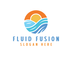 Sunset Water Wave logo design