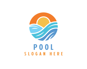 Resort - Sunset Water Wave logo design