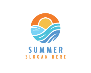 Sunset Water Wave logo design