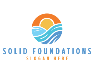 Liquid - Sunset Water Wave logo design