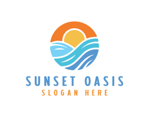 Sunset Water Wave logo design