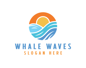 Sunset Water Wave logo design