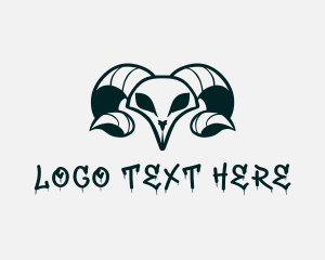 Skull - Punk Ram Skull logo design