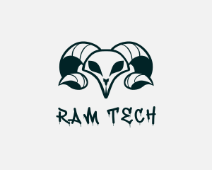 Punk Ram Skull logo design