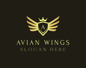 Crown Wings Shield logo design