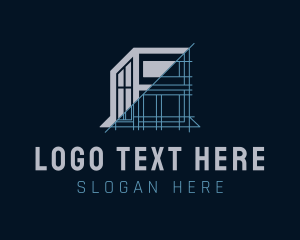Line - Modern House Blueprint logo design