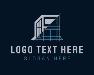 Modern House Blueprint Logo