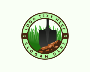 Emblem - Shovel Gardening Landscaping logo design