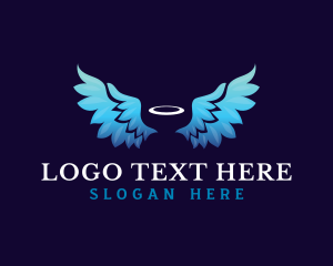Heavenly Being - Wing Halo Angel logo design